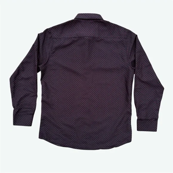 Silver Stone Black with Red Geometric Pattern Long Sleeve Dress Shirt, Men's  XXL